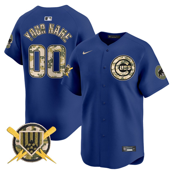 Men's Chicago Cubs Active Player Custom Royal Armed Forces Day Vapor Limited Stitche Baseball Jersey Men's Chicago Cubs Active Player Custom Royal Armed Forces Day Vapor Limited Stitche Baseball Jersey